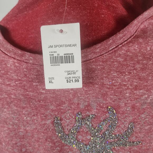 NWT Est1946 Reindeer Embellished Long Sleeve Christmas Top Women's XL - Picture 5 of 5